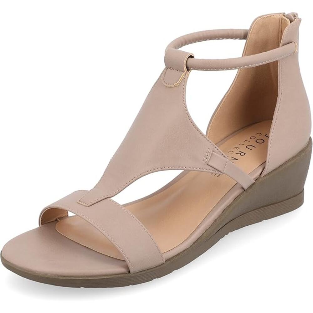 Journey Collection Women's Trayle Wedge Sandal Size 7.5M Taupe New